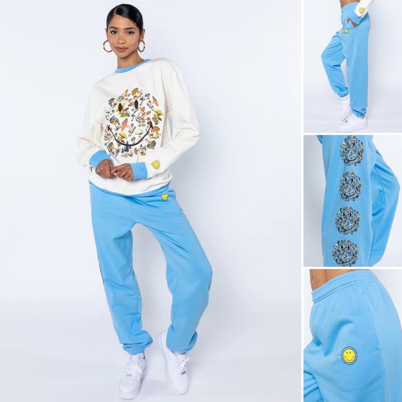 NEW By Samii Ryan Smiley Fantastic Mushrooms Sweatpants Size Small - Picture 10 of 10